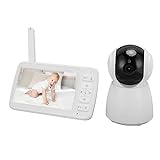 Babykamera, Babyphone 100–240 V, Nachtsicht, Geräuscharm, 5 Zoll 720P-Bildschirm für Zuhause (EU-Stecker)