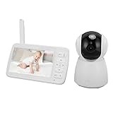 Babykamera, Babyphone 100–240 V, Nachtsicht, Geräuscharm, 5 Zoll 720P-Bildschirm für Zuhause (EU-Stecker)