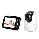 Video Babyphone, 3,5 Zoll HD TFT Bildschirm, 2 Wege Gegensprechanlage, Video Babyphone mit Kamera, Nachtsicht Überwachungskamera, Sicherheit für Zuhause, Hund, Haustier, Monitor für zu Hause(EU)