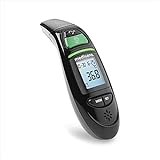 Medisana TM 750 digitales 6in1 Fieberthermometer Ohrthermometer für Babys, Kinder und Erwachsene, Stirnthermometer mit visuellem Fieberalarm, Speicherfunktion und Messung von Flüssigkeiten, Schwarz