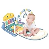 GIMOCOOL Baby Gyms Spielmatten, Baby-Spielmatte mit Musik, Kick-and-Play-Klavier, Fitnessmatte mit abnehmbarem Klavierspielzeug, Spielmatte mit Spielbogen, Spielzeuggeschenk für Babys