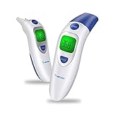 Kontaktloses Medizinisches Stirnthermometer und Ohrthermometer, Trustown, Digitales Infrarot-Thermometer 4 in 1 Multifunktions, Dreifarbiger Fieberalarm, Ideal für Babys, Kinder, Erwachsene