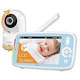 BOIFUN Babyphone mit Kamera, 5 Zoll Babyfon, 720P IPS Bildschirm, HD-Nachtsicht, PTZ 330°/135°, 3×Zoom, VOX Funktion, 3050mAh Akku, Zwei-Wege-Audio, Temperaturüberwachung, Wiegenlieder