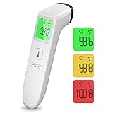 Fieberthermometer, Kontaktlos Stirnthermometer für Babys, Erwachsene, Digitales Thermometer mit Sofort Ablesung und Dreifarbiger LCD Display, Geeignet für Zuhause, Schule, Gemeinde