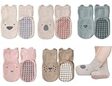 Exemaba Rutschfeste Socken für Baby Mädchen Jungen 5 Paar Kinder Anti Rutsch Socken Sportsocken Stoppersocken(S, 5 Farben)