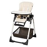 COSTWAY Baby Hochstuhl höhenverstellbar, Babyhochstuhl klappbar, Kinderhochstuhl rollbar, Babystuhl, Kombihochstuhl mit verstellbarer Rückenlehne und Fußablage, für Babys und Kleinkinder (Beige)