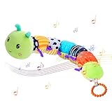 Maidong Musikalische Raupe für Kinder - Musikspielzeug in Raupenform | Knister-Rasselspielzeug für Neugeborene im Alter von 0 bis 12 Monaten, Jungen und Mädchen, Beißspielzeug, Raupen-Stofftier