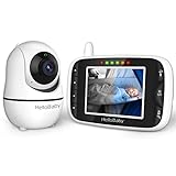 HelloBaby Babyphone mit Kamera und Audio Baby Monitor mit ferngesteuerter Pan-Tilt Kamera 2x Digitalzoom 355°/120°Schwenkbar Farb-LCD-Bildschirm, Infrarot-Nachtsichtkamera VOX-Modus, Temperaturanzeige
