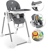 KIDIZ® 3in1 Hochstuhl Kinderhochstuhl inkl. Spielbügel, Babyliege, Kombihochstuhl Babyhochsitz,7 höhenverstellbar Verstellbare Rückenlehne, mitwachsend ab 0 Monate bis 6 Jahre Babystuhl, D. Grau