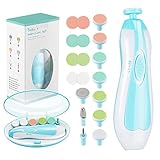 Zooawa Nagelfeile Elektrisch Baby, 20 in 1 Baby Nagelpflegeset Batteriebetrieben Baby Nail Trimmer für Zehen Nägel, Maniküre Pediküre Set Baby Nagelpflege mit LED Licht für Erwachsene Baby, Hell Blau