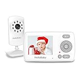 HelloBaby Babyphone mit Kamera HB30, Video Baby Monitor 2.4G FHSS, Infrarot-Nachtsicht, BabyfonTemperatursensor Gegensprechanlage Schlaflieder Lange Akkulaufzeit