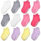 ELUTONG Kleinkinder ABS rutschfeste Socken Grip Non Slip Grip Baby Socks -12 Paare 1-3 Jahre Neugeborene Non Skip Süße einfarbige Socken for Jungen und Mädchen