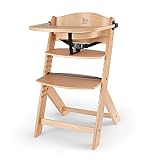 Kinderkraft Kinderhochstuhl aus Holz ENOCK 3 in 1, Niedriger Stuhl, Babystuhl, Abnehmbare Schutzbügel und Gurt, Rückenlehnenverstellung, ab 6 Monaten bis 10 Jahre, Holz