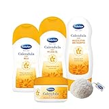 Bübchen Calendula Babypflege-Set 4-teiliges Pflegeset mit Konjac Schwamm, 1er Pack (4 Produkte)