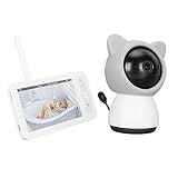 Überwachungskamera, Temperatur- und Feuchtigkeitssensor, 100–240 V, Babyphone, Bewegungserkennung, 1080P, 5 Zoll, Musik für Zuhause (EU-Stecker)
