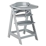 roba Treppenhochstuhl 'Sit Up Click & Fun', Hochstuhl inklusive abnehmbarem Essbrett und Bügel, innovativer Klickverschluss, mitwachsend vom Babyhochstuhl bis zum Jugendstuhl, Holz-Hochstuhl, taupe