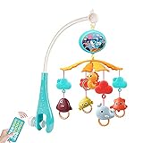 N/A/A Baby Bett Glocke Musik Spielzeug - Spieluhr mit Fernbedienung,Kinderzimmerspielzeug mit Lichtern und entspannender Musik für Babys ab 0 Jahren
