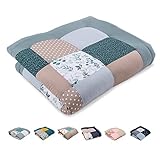 ULLENBOOM ® Baby Krabbeldecke 120x120 cm gepolstert Eukalyptus (Made in EU) - Krabbeldecke für Baby mit 100% OEKO TEX Baumwolle, ideal als Babydecke & Spieldecke