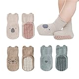 SJBAUTYO Rutschfeste Socken für Baby,3 Paar Baby Socken Baumwolle,Saugfähig und atmungsaktiv, geeignet für Babys von 0-3 Jahren,Kinder Anti Rutsch Socken for Babies Toddlers and Kids