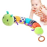 HEEGIN Raupe Musik-Plüschspielzeug - Raupenspielzeug,Knister-Rasselspielzeug für Neugeborene im Alter von 0 bis 12 Monaten, Jungen und Mädchen, Beißspielzeug, Raupen-Stofftier