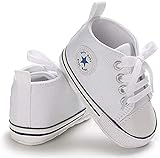 WangsCanis Babyschuhe Baby Junge Mädchen Schuhe Sneakers Weiche Leinwand mit Weichen und Rutschfesten Sohle Für 0-6 6-12 12-18 Monat (Weiß, 3-6Months(1))