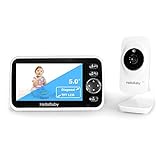 Baby-Monitor, HelloBaby-Baby-Monitor mit Kamera und Audio, 5'LCD-Bildschirm, Infrarot-Nachtsichtkamera, VOX-Modus, Temperaturanzeige, Wiegenlied, Zwei-Wege-Audio