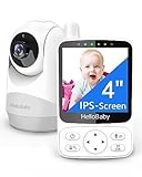 HelloBaby Babyphone mit Kamera,4' IPS-Bildschirm und 29 Stunden Akkulaufzeit Babyfon,Baby Monitor mit Ferngesteuerter Pan-Tilt Kamera 2X Digitalzoom 320°/120°,Infrarot-Nachtsichtkamera ECO-Modus