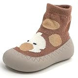 Exemaba Rutschfeste Sockenschuhe Baby Lauflerner Schuhe Kleinkind Stricken kinderschuhe Babybodenschuhe 1 Paar(Kaffee,Tag22/12-18M)