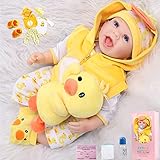 ZIYIUI Simulation Reborn Babys 22 Zoll 55 cm Reborn Babypuppen Weiche Vinyl Silikon Lebensechte Blaue Augen Reborn Dolls Mädchen Junge Spielzeug Geschenk