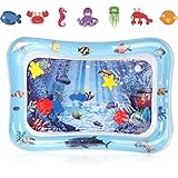 Wassermatte Baby,Baby Wasserspielmatte Spielzeuge Aufblasbare Wassermatte Sensorisches Spielzeug für Baby frühe Entwicklung Aufblasbare Bauchzeit-Wassermatte für 0-12 Monate Spielzeug (Whales)