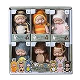 LUFEIS Mini Reborn Puppen, 6 Stück 3,5 Zoll Puppe und Kleidung Set, Mini Schlafende Wiedergeburt Puppen, New Born Baby Puppe, für Kinder ab 3 Jahren, Silikon-Baby-Puppen