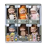 LUFEIS Mini Reborn Puppen, 6 Stück 3,5 Zoll Puppe und Kleidung Set, Mini Schlafende Wiedergeburt Puppen, New Born Baby Puppe, für Kinder ab 3 Jahren, Silikon-Baby-Puppen