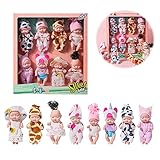 LUFEIS Mini Reborn Puppen, 8 Stück 3,5 Zoll Mini Puppenspielzeug, Mini Newborn Reborn Baby Schlafende Wiedergeburt Puppen, kleine Mini Püppchen mit Kleidung, für Kinder Jungen Mädchen Geschenk