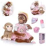 ZIYIUI Reborn Monkey Doll Mädchen 52 cm 21 Zoll Weiches Silikon Vinyl Reborn Puppe Lebensecht Neugeborene Echte Reborn Babys Junge Kinder Mädchen Spielzeug Geschenke