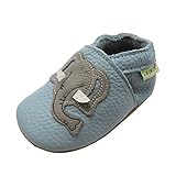 SAYOYO Netter Elefant WeichesLeder Lauflernschuhe Krabbelschuhe Babyschuhe 19/20 (6-12) M Monate,Blau