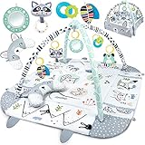Spielbogen Baby Spieldecke mit Spielbogen Krabbelmatte Krabbeldecke Spielmatte Spielteppich Erlebnismatte Laufgitterfunktion, Kissen, von den Ersten Lebenswochen 110x100 cm Kaninchen Ricokids