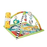 Fisher-Price 3-in-1 Rainforest Spieldecke für Babys, Spielmatte und sensorische Spielzeuge für das Spielen in der Bauchlage, Regenwalddesign, ab der Geburt, HJW08