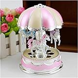 ZNULA Personalisierte Spieluhr für Mädchen Karussell Spieluhr Geburtstagsspielzeug Geschenke für Kinder Freunde Zimmerdekoration (Farbe: Rosa)