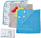 Simple Joys by Carter's 8-Piece Towel and Washcloth Winter-Zubehör-Set, Haifisch/Dinosaurier, Einheitsgröße