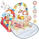 Baby Spielbogen, Spieldecke für Baby mit Musik und Lichtern, Spielmatte Baby Musical Activity Center Kick & Play Piano Gym Bauchzeit Gepolsterte Matte für Neugeborene Kleinkinder (Colorful)