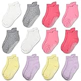 ELUTONG Kleinkinder ABS rutschfeste Socken Grip Non Slip Grip Baby Socks -12 Paare 1-3 Jahre Neugeborene Non Skip Süße einfarbige Socken for Jungen und Mädchen