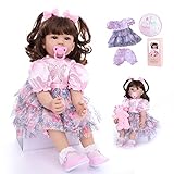 SYP Reborn Baby Mädchen 24 Zoll 60cm Reborn Puppon Lebensecht Weiche Vinyl Silikon Neugeborene Reborn Baby Puppe Echt Aussieht wie Echtes Baby, Nettes Neugeborenes Spielzeug Geschenk Für Kinder
