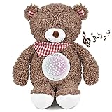 Einschlafhilfe Babys,Housoly Wiederaufladbar Baby Spieluhr mit Beruhigende Musik,Nachtlicht Sternenhimmel Projektor,Eingebaute Schrei-Sensor,Zeitschaltuhr,Teddy Plüsch Geschenk für Junge und Mädchen
