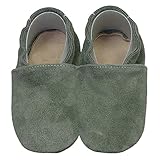 HOBEA-Germany Krabbelschuhe für Jungs und Mädchen in verschiedenen Designs 20/21 (12-18 Mon), Oliv Wildleder