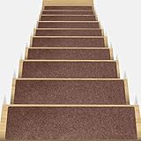 NAUDILIFE Stair Mat, 20 x 76 cm (14 Pieces), Non-Slip Inner Stair mat for Wooden Steps, Step Protection, Step Carpet, Suitable for Children, Elderly and Dogs Indoors, for Safety and Grip（Brown）